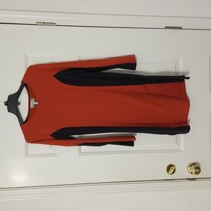 Sahalie Medium Length Long-Sleeved Dress, Red/Black, size M